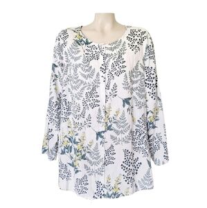 Cynthia Rowley Oversized Linen Top Tunic XL Garden Girl Floral Cottagecore